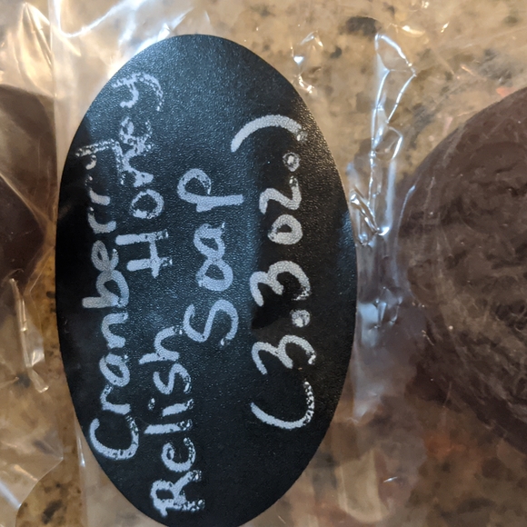 Beautiful embossed cranberry relish honey soaps - Picture 2 of 5